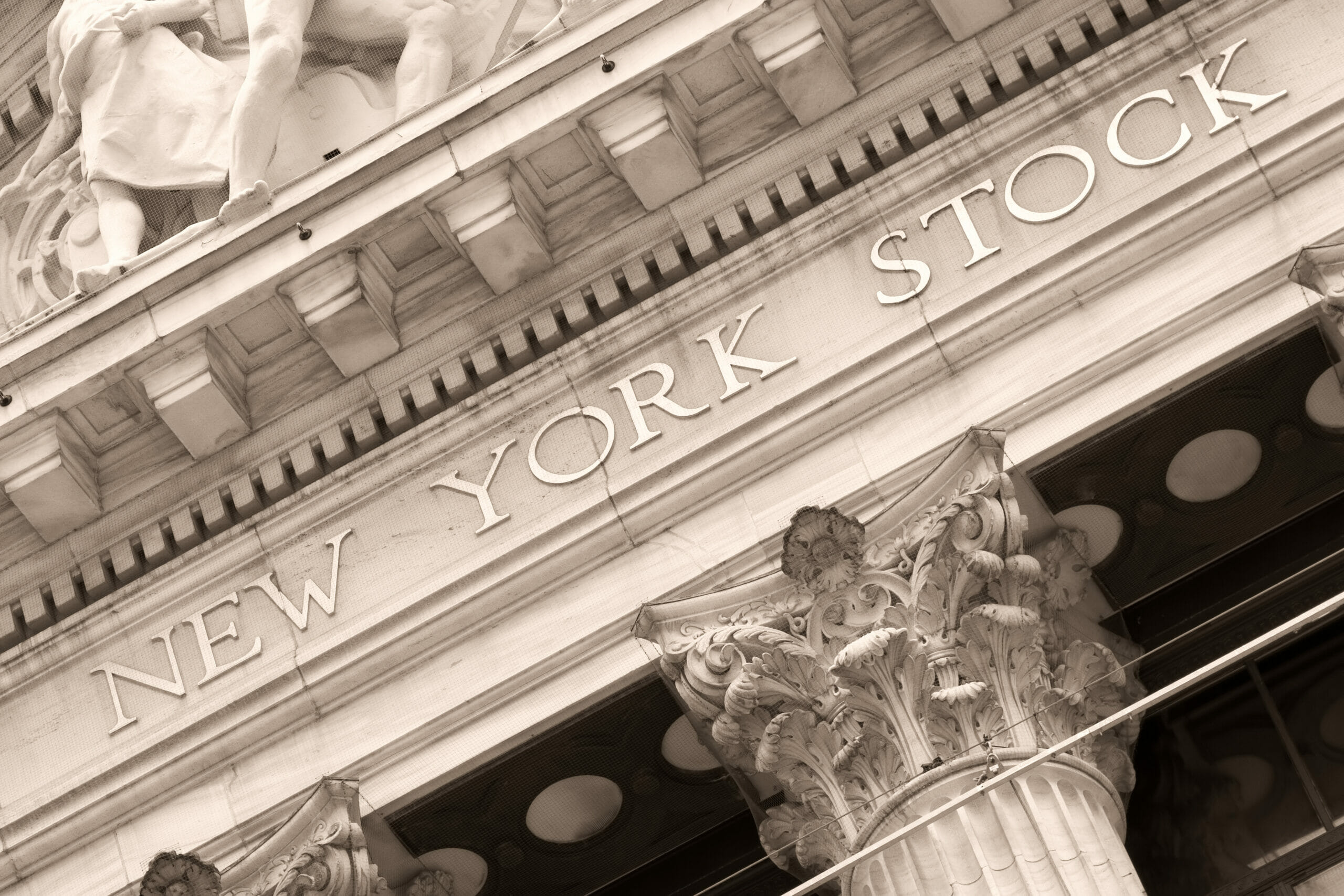 secuities litigation image, Detail of the New York Stock Exchange building at Wall Street in New York City